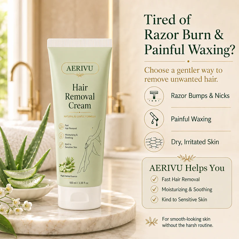 AERIVU™ Natural Gentle Hair Removal Cream | For Women & Men, Sensitive Skin