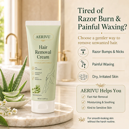 AERIVU™ Natural Gentle Hair Removal Cream | For Women & Men, Sensitive Skin