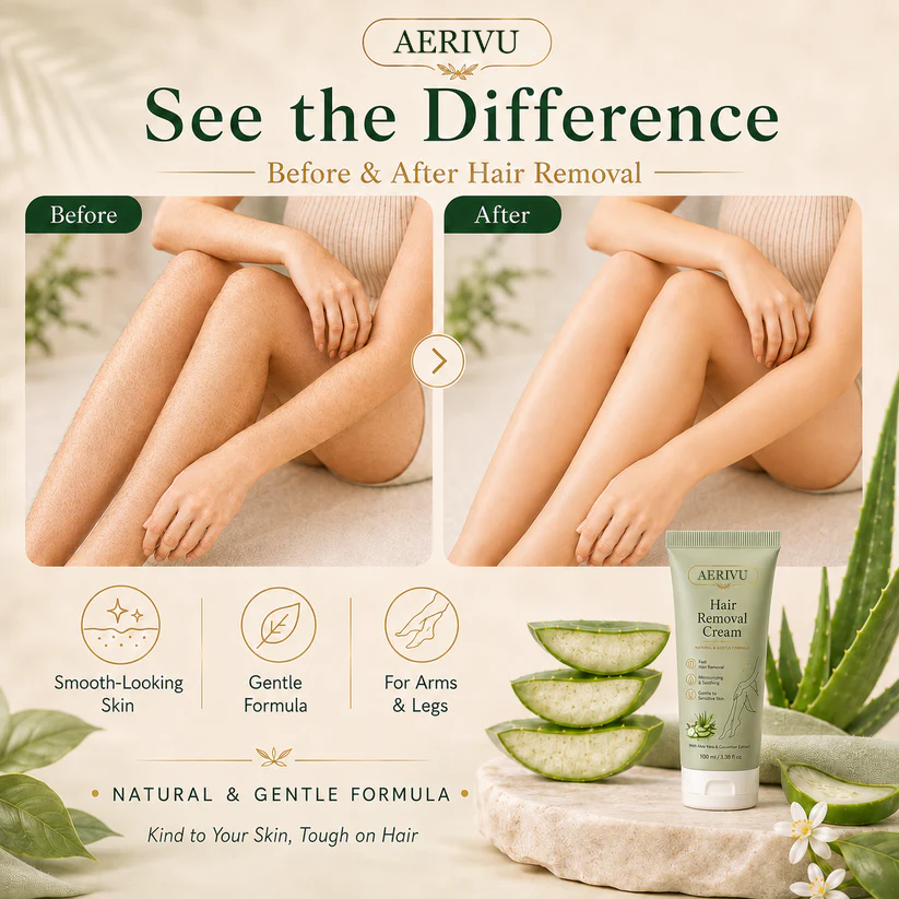 AERIVU™ Natural Gentle Hair Removal Cream | For Women & Men, Sensitive Skin